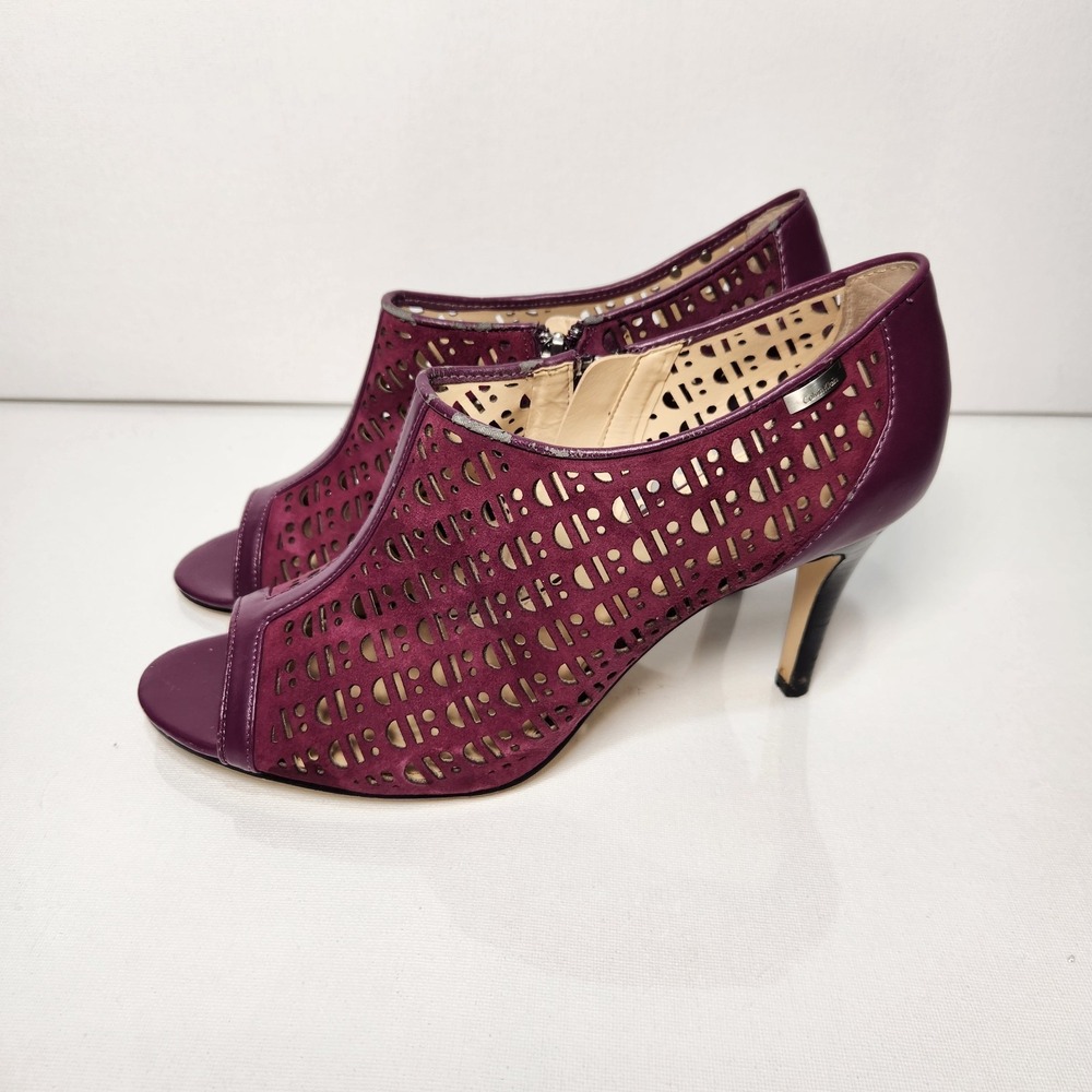 Calvin Klein Kailani Burgundy Open Toe Zipper‎ Bootie Size 11